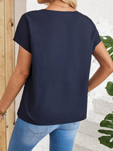 EMERY ROSE Casual Blue Short Sleeve Women's Shirt With Floral Theme, Country And Rural Flair